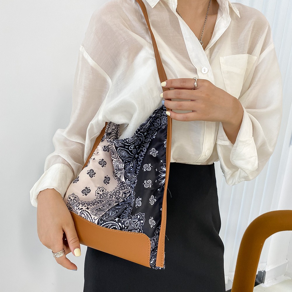 Women Bag Fashion Silk Printing Shoulder Shopping Bag Casual Female Bag Large Capacity Luxury Shopping Bag Designer Handbags