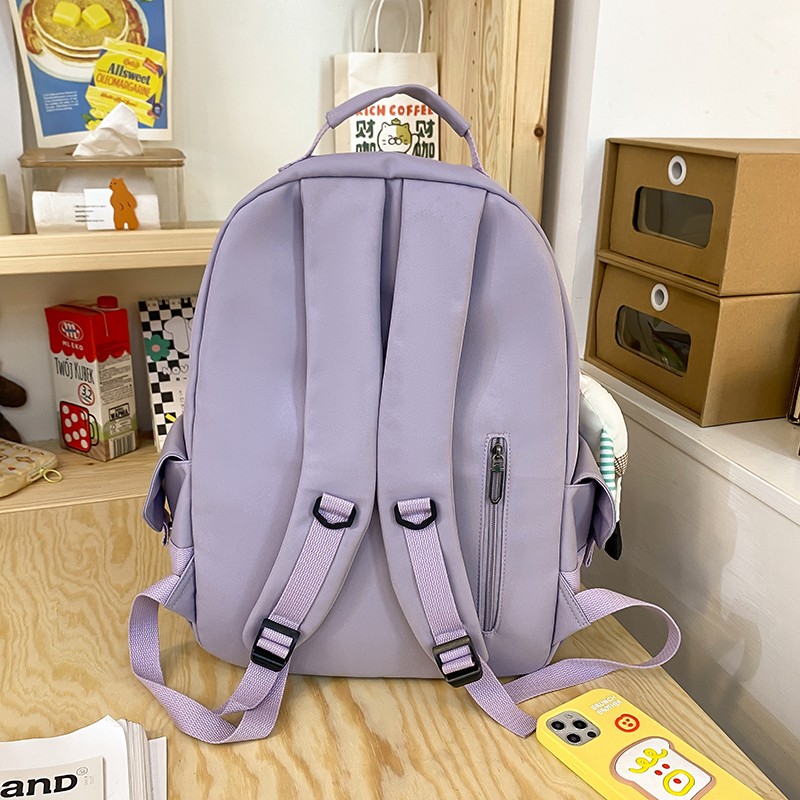 SEETIC Fashion Women School Bags Solid Color Famale Backpack Waterproof Nylon Student Backpack Women Casual School Bag