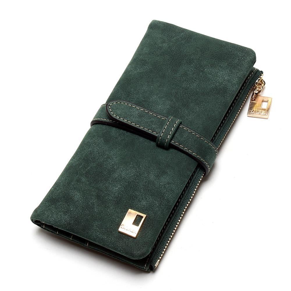 Women's Wallet Wallet Men Fashion Vintage Frosted Leather Two Fold Drawstring Long Wallet Multi Card Women's Wallet