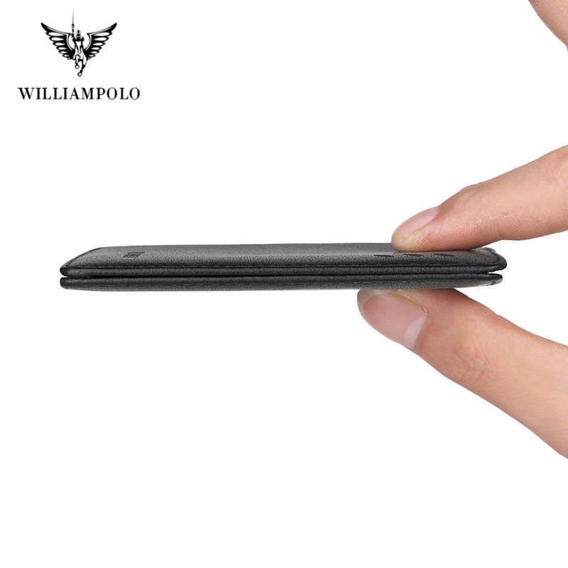 Williaampolo 100% Genuine Leather Men Wallet RFID Card Holder Wallets for Man Slim Small Wallet Small Money Bag Male Purses