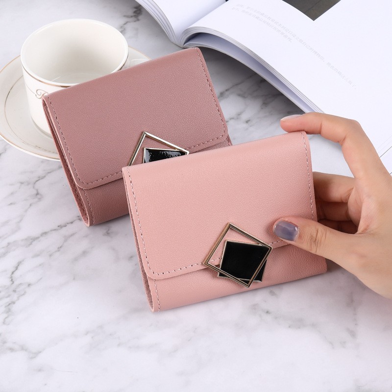 New female wallet new short new three fold multi card slot large capacity anti-demagnetization student coin purse female