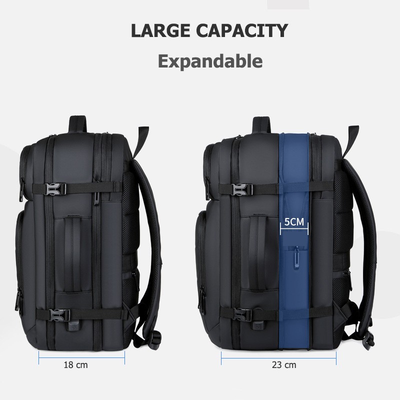 CROSSTEN 40L Men's Large Capacity Backpack USB Charging Laptop Backpack 17" Waterproof Expandable Business Travel Bag