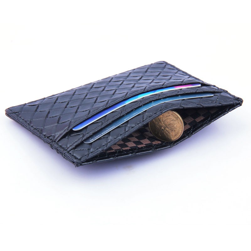 Woven Pattern Card Holder Women PU Leather Men Credit Card Organizer Slim ID Card Coins Case Business Women Wallet Unisex Wallet