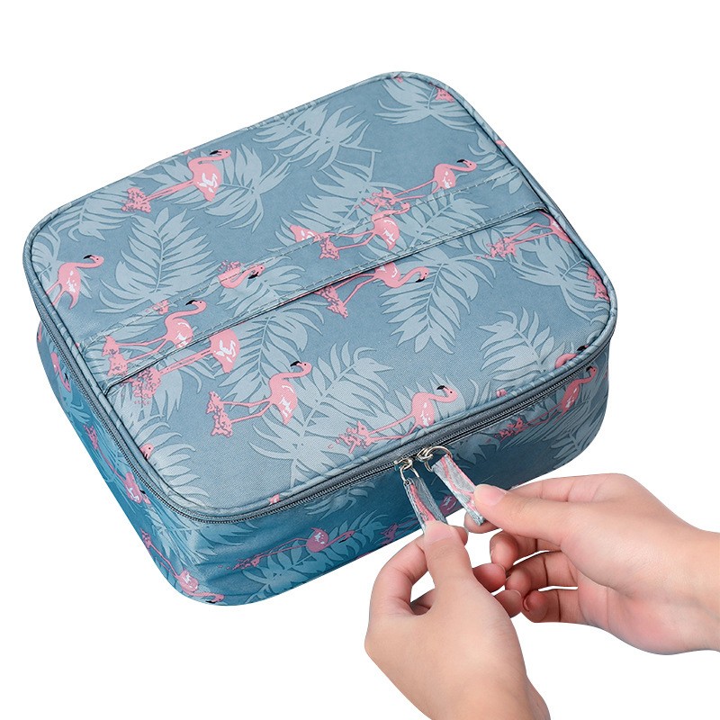 Travel Cosmetic Bag with Flamingo Patterns for Women, Zipper Trunk Makeup Bag, Storage Bag, Toiletry Box