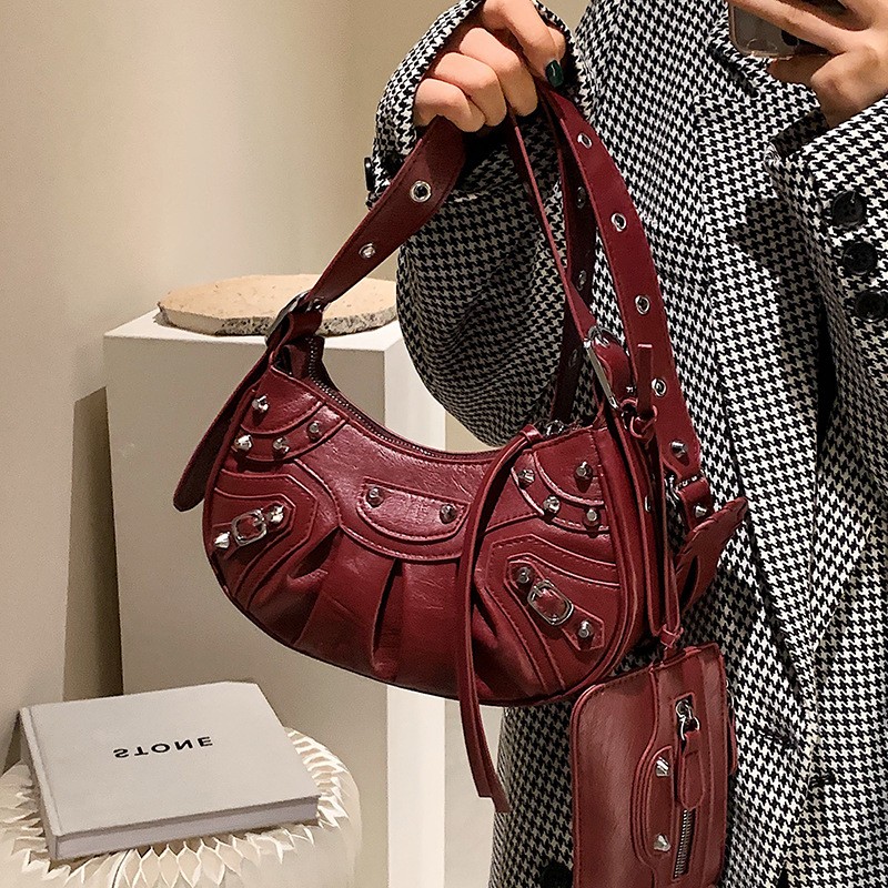 Fashion Brand Women's Bag Luxury Designer Handbags For Women Rivet Soft Vintage PU Leather Female Crossbody Shoulder Woman Bags