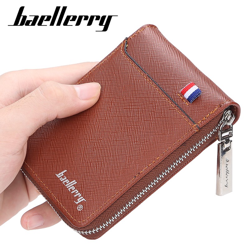 Small Fashion Zipper Men Wallet Short Credit Card Holder for Male Vintage Small Man Wallet with Coin Pocket 058-K9105