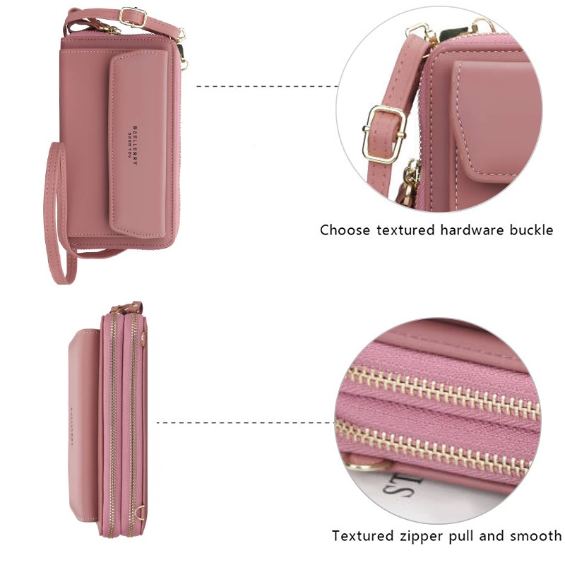 Designer Women Shoulder Bag Leather Wallet Women Wallet Double Zippers Female Clutch Wallet Crossbody Bag For Lady Bolsa Feminina