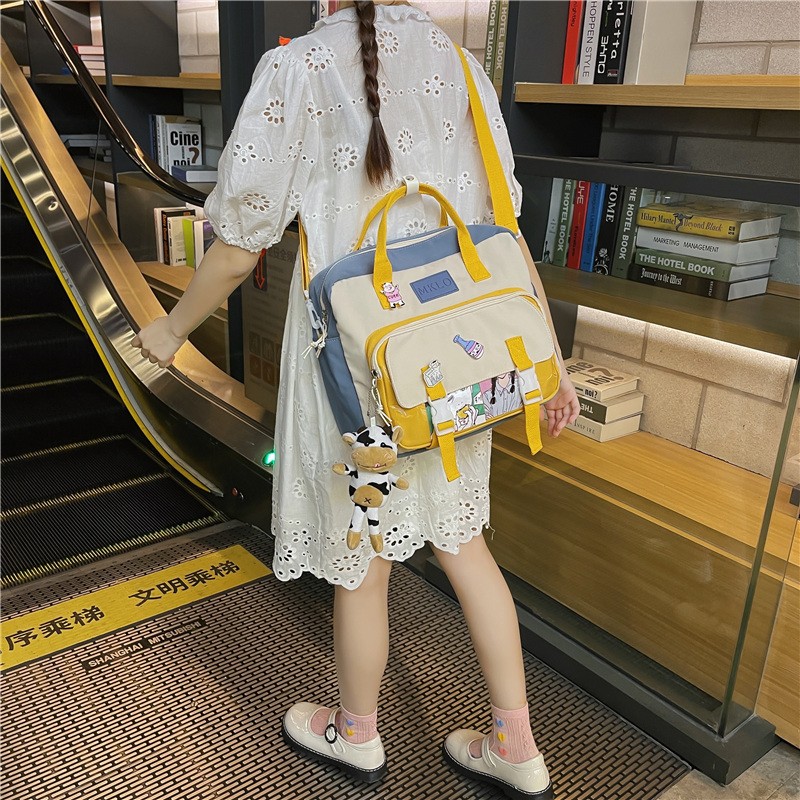 Mini Canvas Backpack Teenage Girls School Backpack For Female Student Women Patchwork Kawaii Small Backpack Mochila