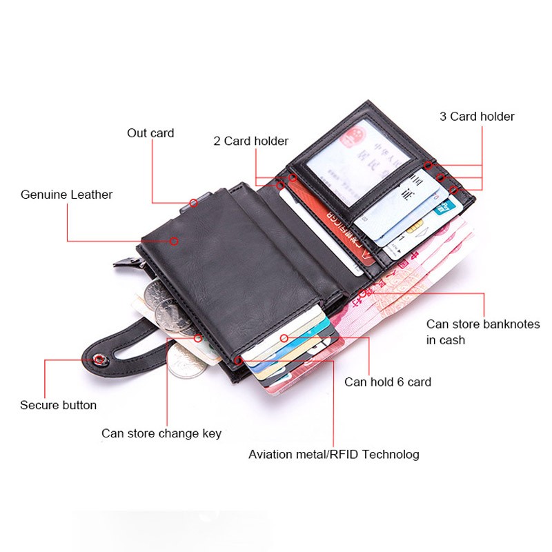 DIENQI - Large Credit Card Holder, Carbon Fiber Card Holder, Anti-magnetic, with RFID Lock, Minimal Security, Coin