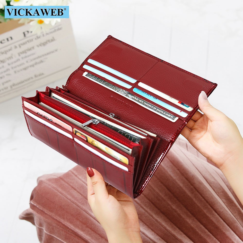 Genuine Leather Long Wallet With Magnetic Closure For Women Free Gift Fashion Wallet