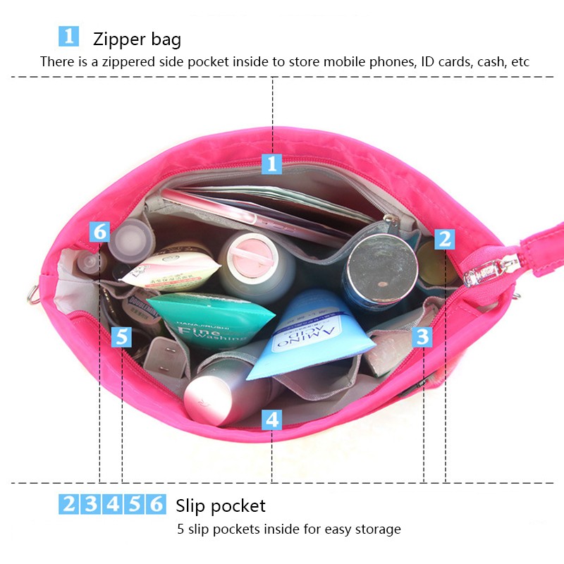 Bag In Bag Organizer BAMADER Handbag Purse Insert Organizer Large Capacity Nylon Cosmetic Bag Portable Finishing Bag Inside Bag