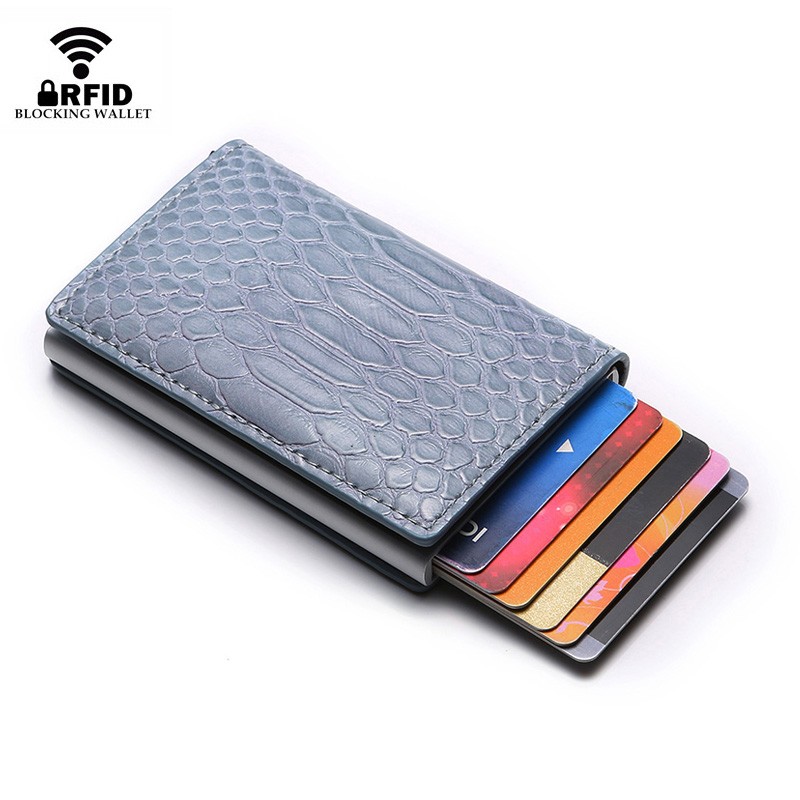 RFID Women Credit Card Holder Aluminum Metal Wallet Ladies Small Slim Business ID Card Holder Card Holder Bag Card Holders Pass Holder