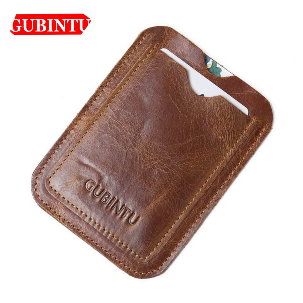 GUBINTU Genuine Leather Card Wallet Simple Design ID Card Holder Traffic Card Pocket Classic High Quality Brand Male Wallet