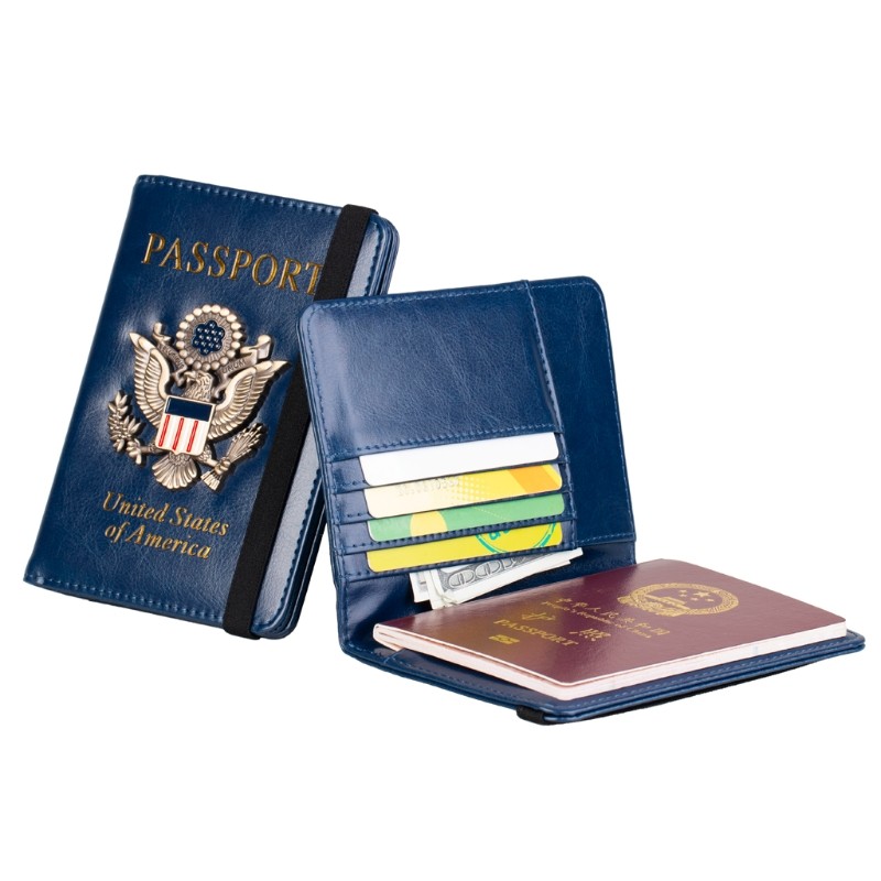 Passport Holder Cover Wallet RFID Blocking Leather Card Holder Travel Document Organizer 066C