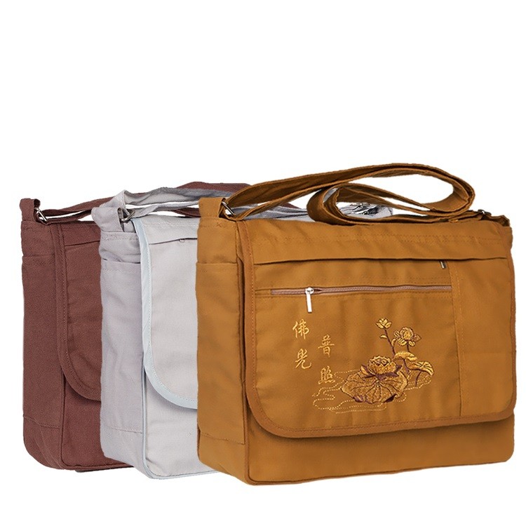 Buddhist shoulder bag, zipper pocket, cloth, monk bag, Buddha