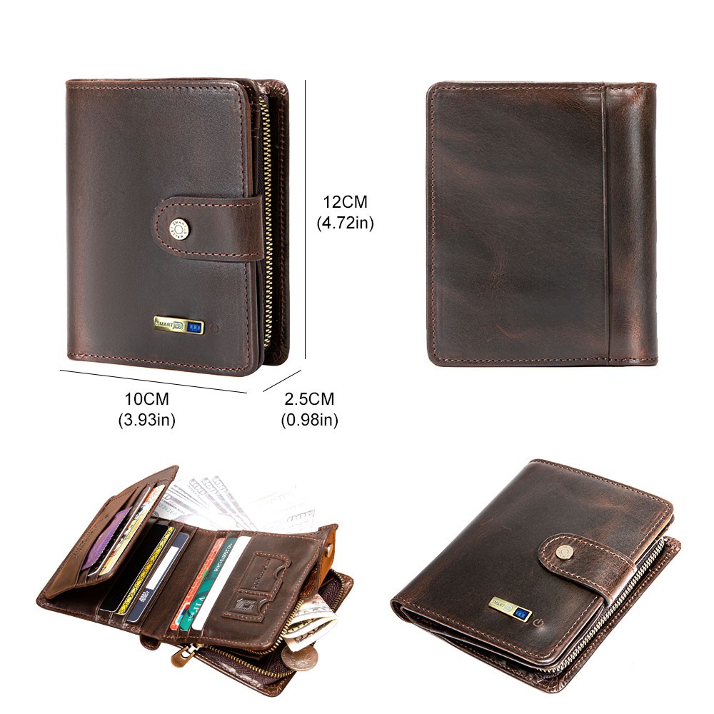 Bluetooth Smart Wallet Compatible Anti-lost Genuine Leather Men Wallets Card Holder Wallet Finder Gifts Free Engraving