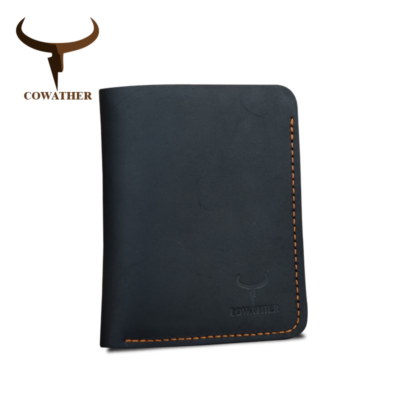 COWATHER Crazy Horse Leather Men Wallets Vintage Genuine Leather Wallet for Men Cowboy Top Leather Thin to Put Free Shipping