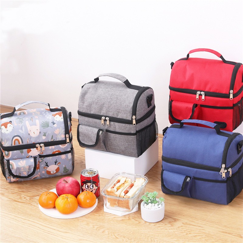 2 Layer Waterproof Lunch Bag Leakproof Thermal Fresh Cooler Thermal Picnic Food Fruit Bag Insulated Lunch Bag For Men Women