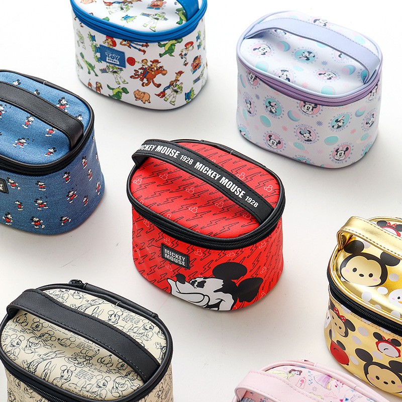 New Genuine Disney Girls PU Makeup Bags Mickey Minnie Princess Stationery Box Cosmetic Bags Girls Birthday Gift Cosmetic Bag