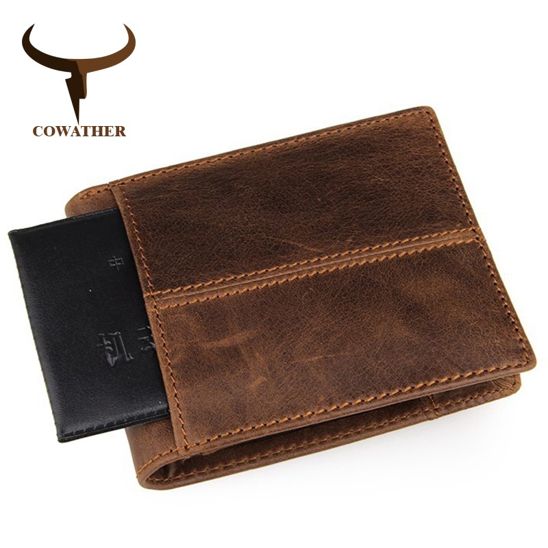 COWATHER - Genuine cowhide leather men's wallet, high quality, paste, dollar price, carteira masculina, original brand, 100%