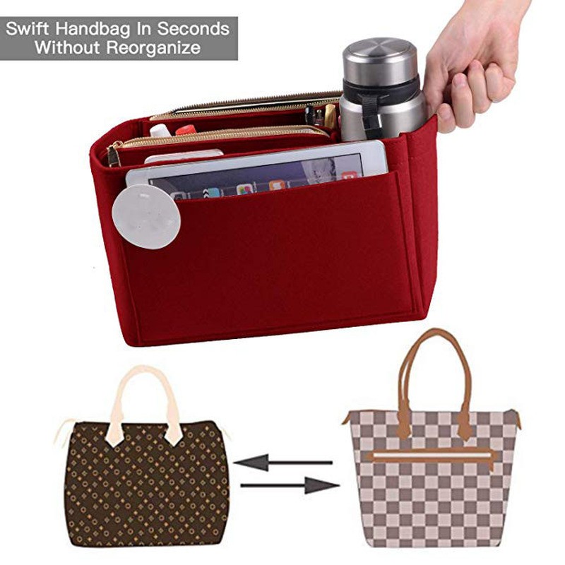 New Popular Women Makeup Organizer Felt Cloth Insert Bag Multifunction Travel Cosmetic Bag Girl Toiletry Storage Liner Bags