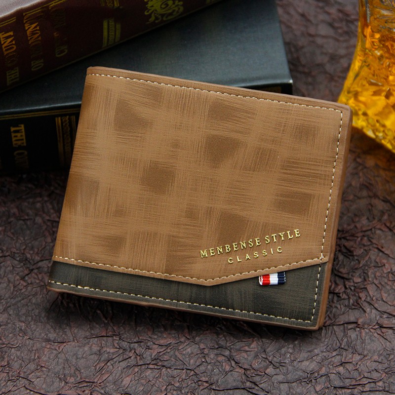 Men Wallet Money Bag Solid Color Leather Business Small Wallet Vintage Famous Male Wall Coin Purse