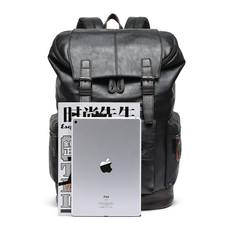 Men's Large Leather Anti-theft Travel Laptop Backpacks Black Men Backpack Boy Large Capacity School Male Business Shoulder Bag