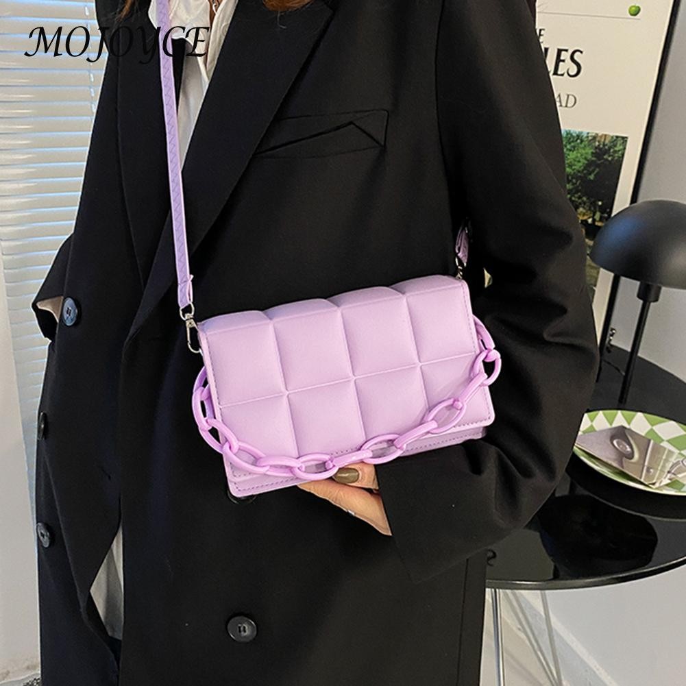 Women Shoulder Bags Fashion PU Leather Underarm Bags Pure Color All-Match Lattice Style Shopping Bags Designer Clutch