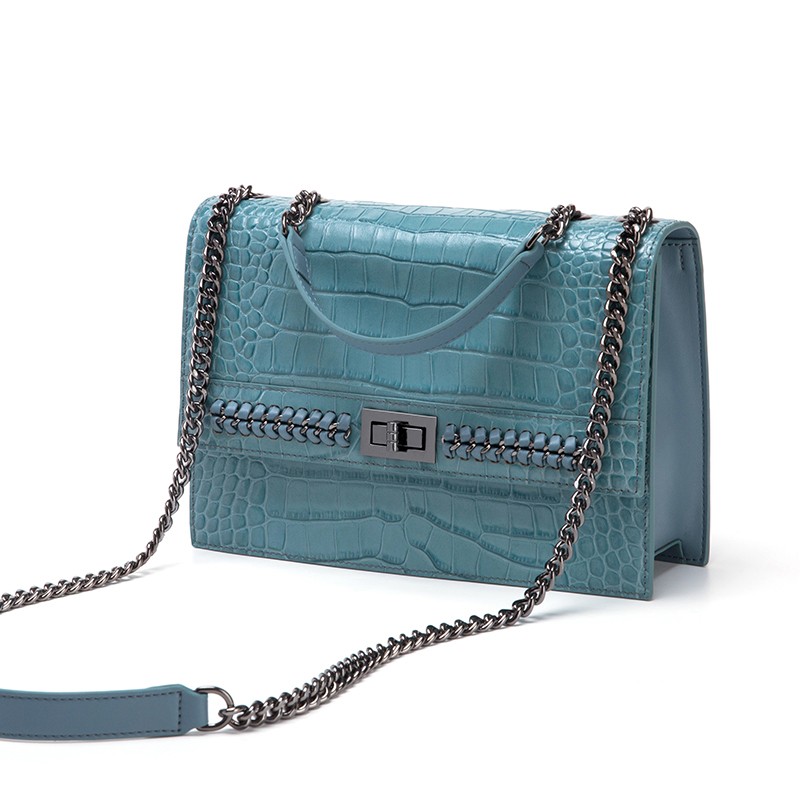 Luxury Women Bags Leather Women Brand Designer Crossbody Shoulder Bag And Purses Female Chain Messenger Bag In Blue