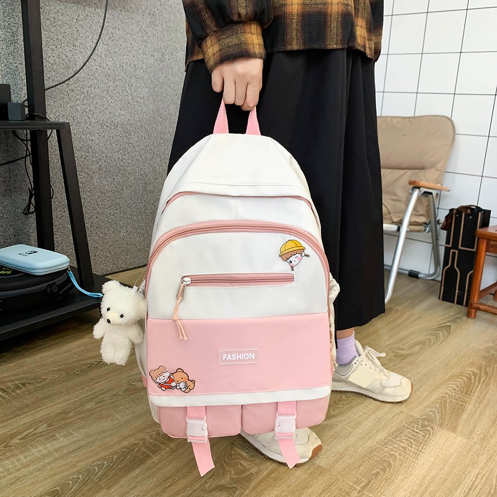 Casual Nylon Women Backpack Candy Color School Bags for Teenagers Girls Book Bags Patchwork Backpack Female Travel Bag