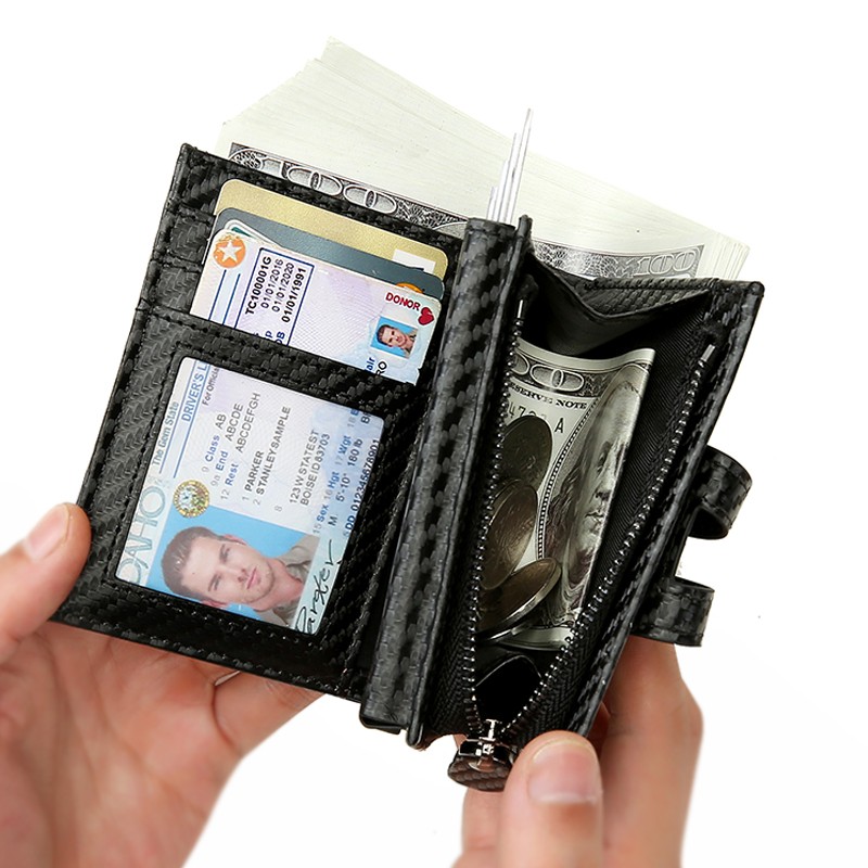 DIENQI RFID High Quality Men Wallets Big Trifold Black Leather Wallet Male Money Bag 2022 Vallet Black Coin Purse Drop Shipping