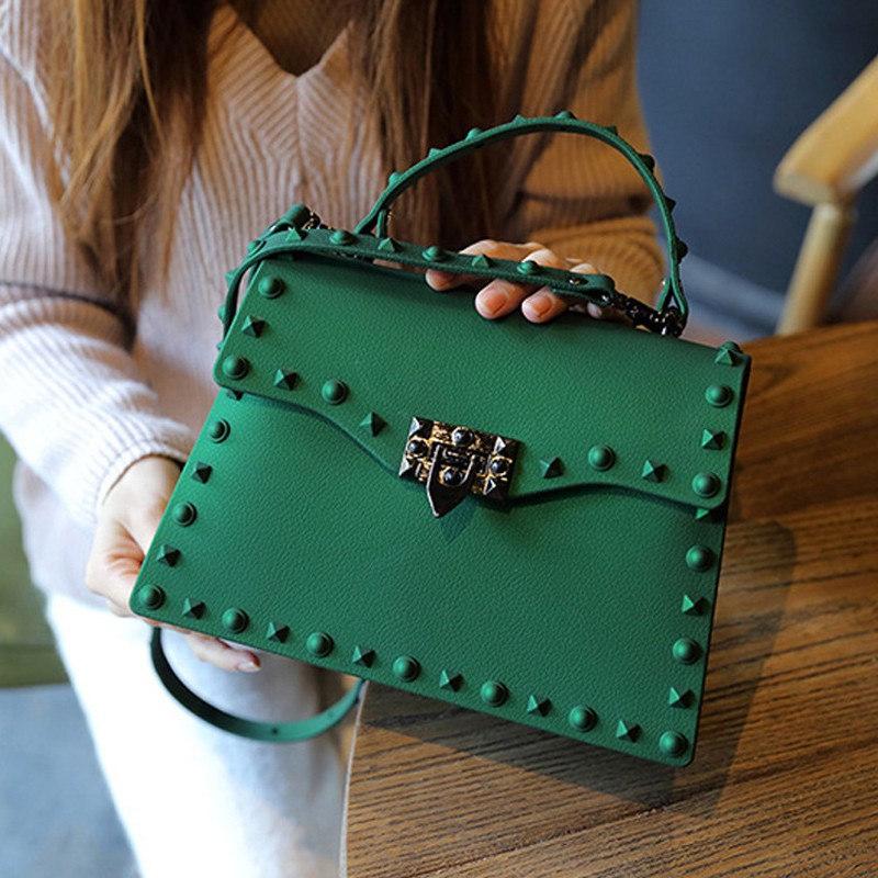 luxury handbags women bags designer jelly bag fashion vintage woman shoulder bag 2021 pvc rivet handbags