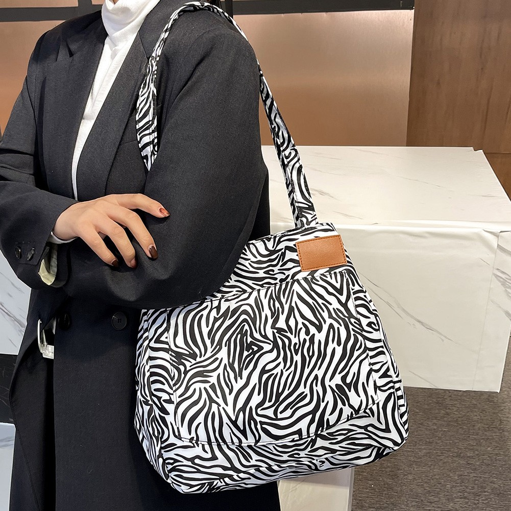 Women Oxford Cloth Shoulder Bag Fashion Cow Leopard Print Tote Bag Butterfly Pattern Bucket Bag Girls Double Layer Handbags
