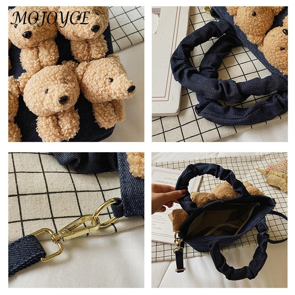 Women Cartoon Teddy Bear Crossbody Bag Female Small Zipper Designer Clutch Bag For Ladies Vintage Style Cute