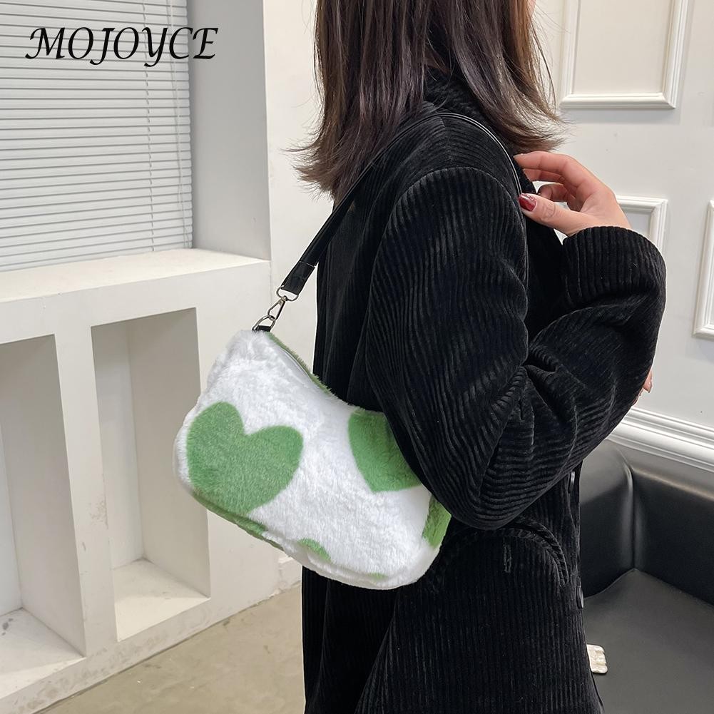 Women's Classic Plush Underarm Shoulder Bag Ladies Autumn Winter Large Capacity Tote Pouch For Shopping Decor