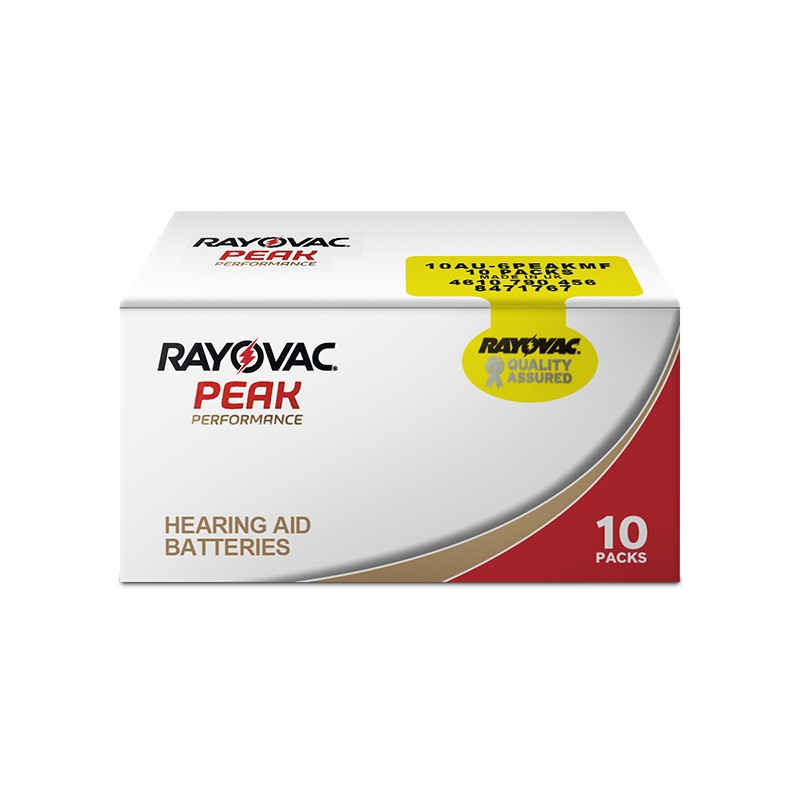 60pcs Rayovac Peak Hearing Aid Batteries 10 A10 ZA10 10A P10 PR70 High Performance Zinc Air Battery For Small Digital Hearing Aid