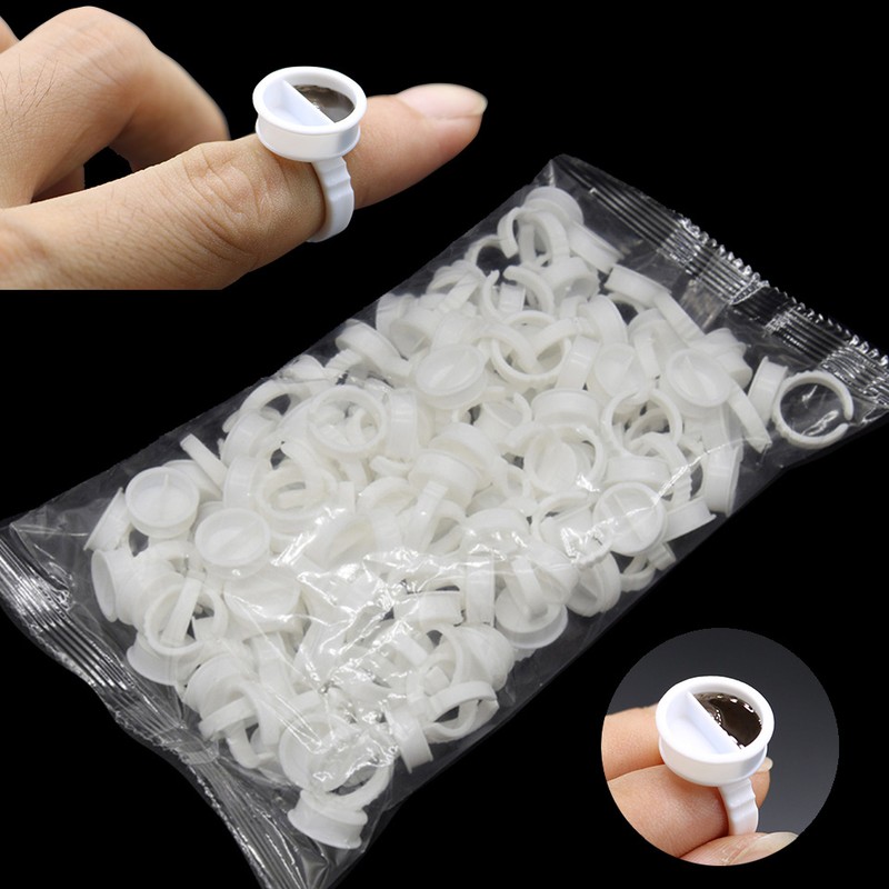 Disposable 100pcs Tattoo Ink Rings Cups S/M/L Permanent Makeup Pigment Holder Eyebrow Eyelash Extension Glue Divider Container