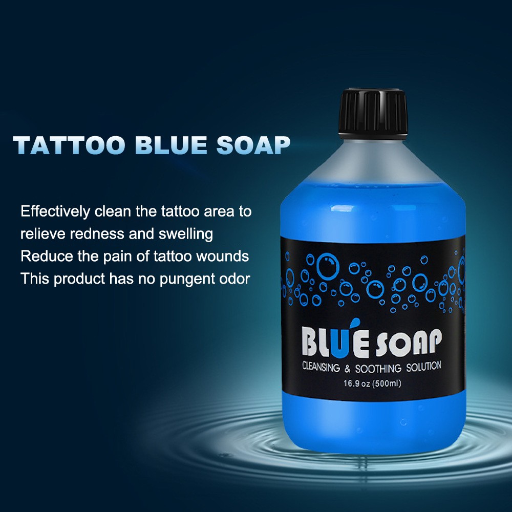 500ml Cleaning Blue Soap Soothing Solution Tattoo Analgesic Wound Effect Tattoo Studio Supply High Concentration