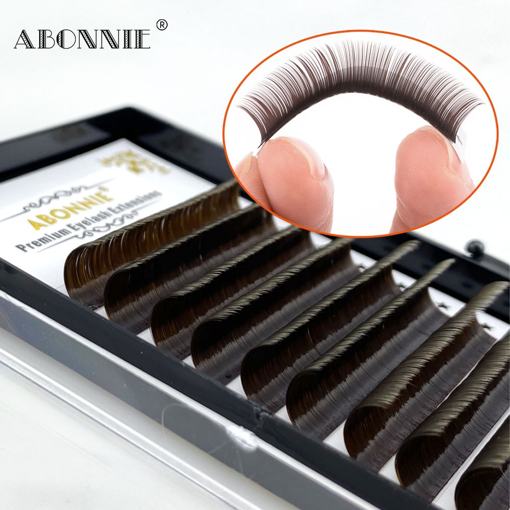 Brown Individual Eyelashes Extensions All Sizes C/D Curl Tray All Sizes Abonnie