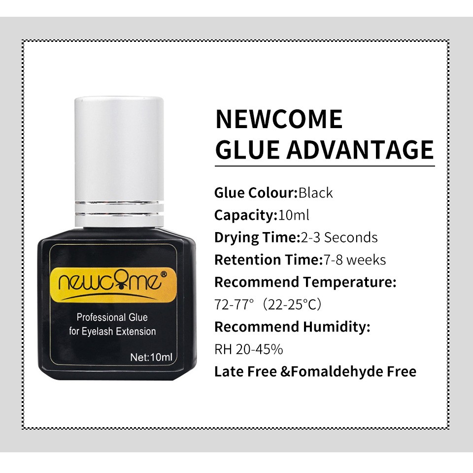 NEWCOME - Fast Drying Eyelash Glue, Invisible Long Lasting Single Eyelash Extension Glue, Strong Adhesion, 1s