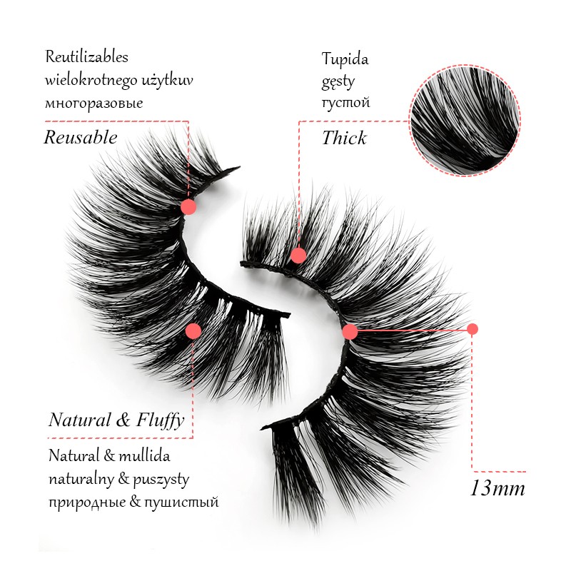 Wholesale 5/50 Boxes 100% Natural Mink Fur Eyelashes False Eyelashes 3D False Eyelashes Natural Soft Eyelash Extension Makeup H13