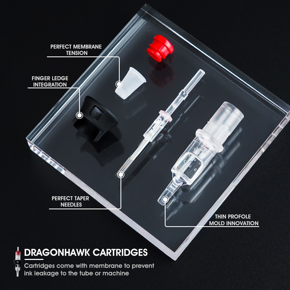 Dragonhawk RL Tattoo Needle Cartridge Safe & Sterile With Silicone Case For Permanent Makeup