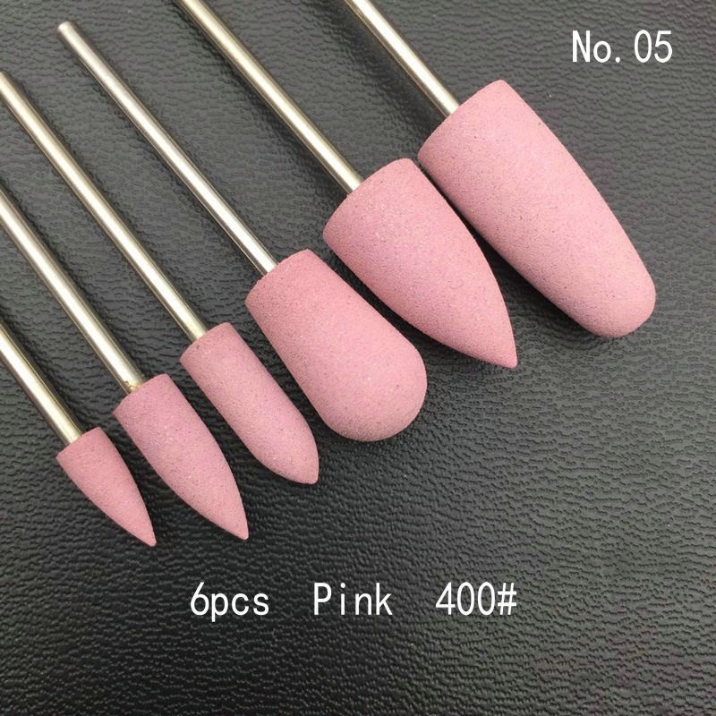 6pcs/set Rubber Silicon Nail Drill Grinding Cutter for Manicure Flexible Bit Polisher Machine Electric Nail File Art Tools