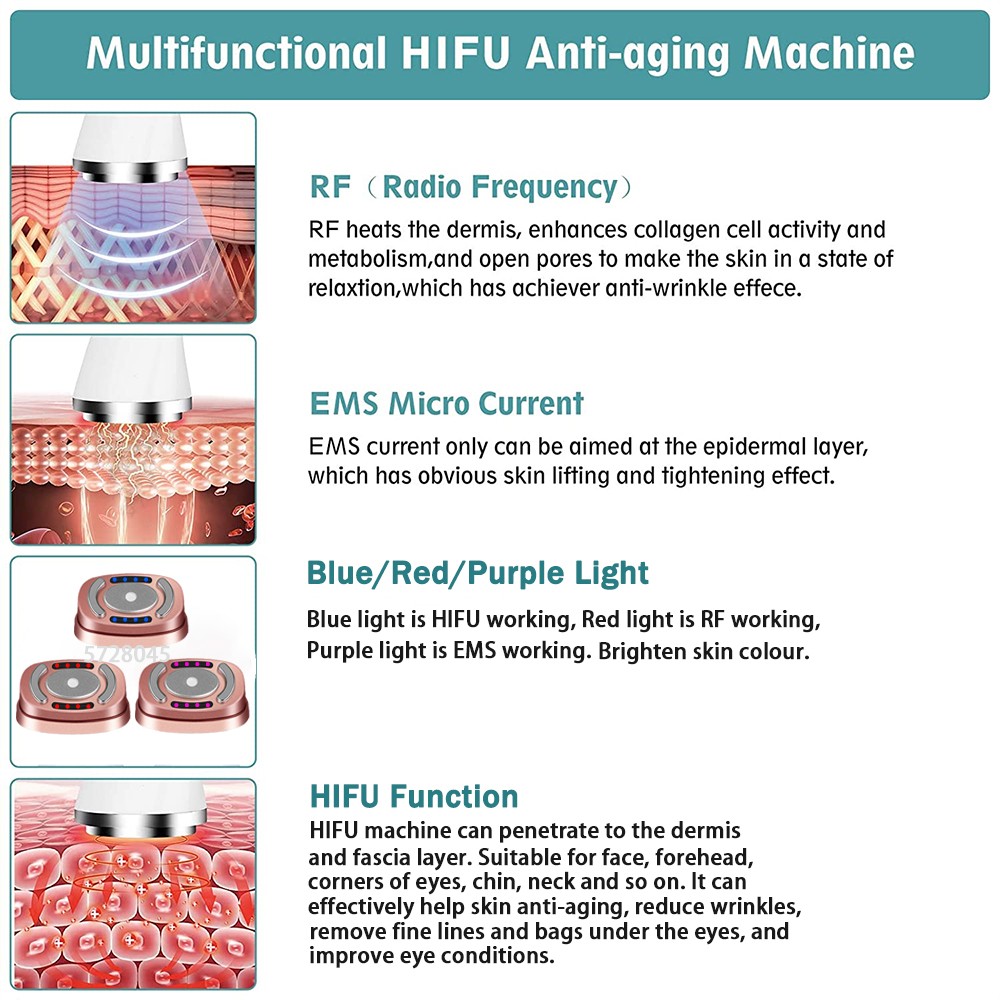 New High Intensity Focused Ultrasound Ultrasound Machine RF Fadiofrecuencia EMS Microcurrent Lift Firm Skin Tightening Wrinkle Skin Care Product