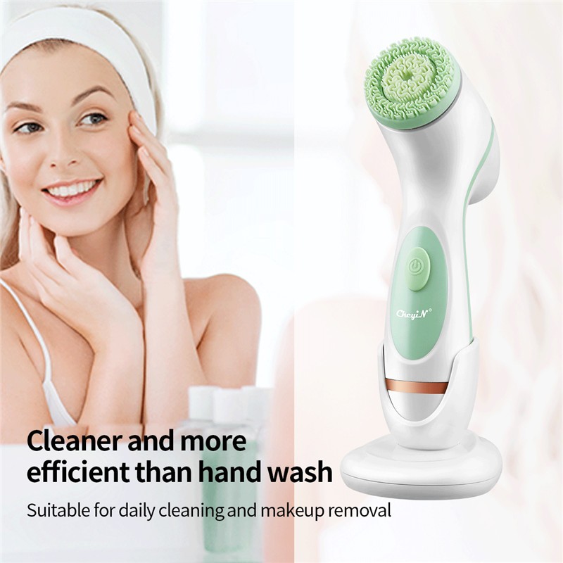 CkeyiN 3 in 1 Electric Facial Cleaning Brush Silicone Rotating Face Brush Deep Cleaning Exfoliating Skin Exfoliating Cleanser 50