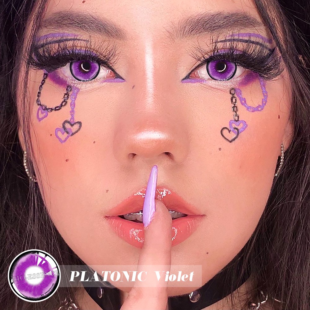 Bio-essence 1 Pair Purple Lenses Cosplay Colored Contact Lenses For Eyes Anime Accessory Shinobuko Lenses Demon Slayer Anime Lens