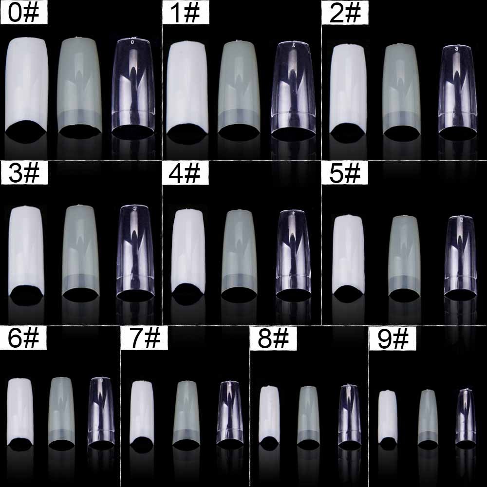 500pcs/box Clear Artificial False Nail Tips Capsule with Nails Cutter Coffin French Full Cover Fake Nails Manicure Tools