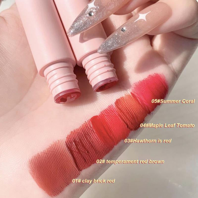 5pcs/set lipstick lip glaze set student non-fading matte lip make-up lip gloss for women non-stick cup misty velvet lip gloss