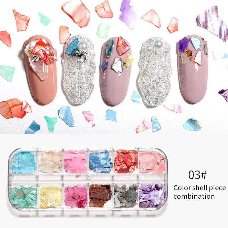 1 Box Irregular Nails Part Abalone Shell Slice DIY Natural Texture Sea Shell Part Mica Stone 3D Ornament Manicure Decoration New