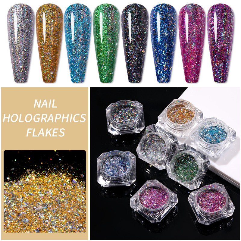 1 Box Nail Chips Sequins Paillette Crystal Nail Glitter Shining Pigment Dust Powder Nail Decoration Manicure Holographic Power